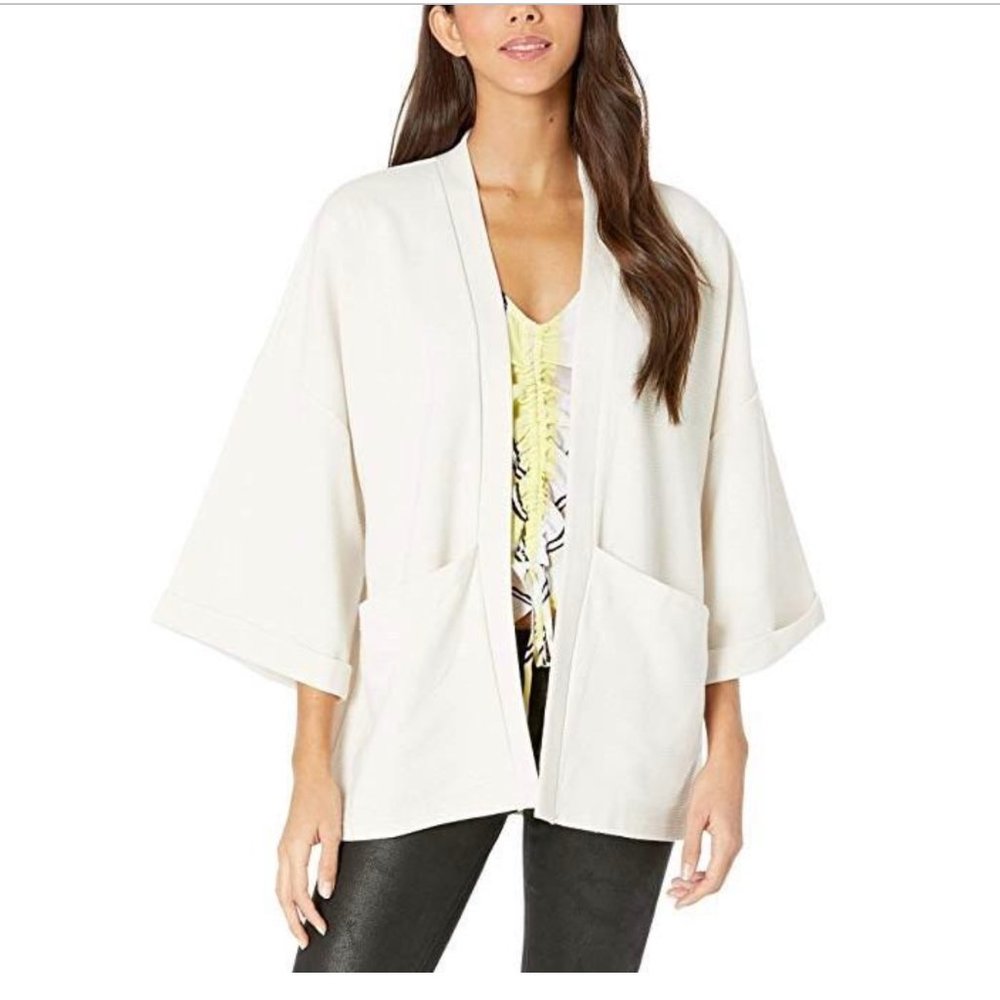 NWT Cupcakes & Cashmere 3/4 wide sleeve open front cardigan- Size Small